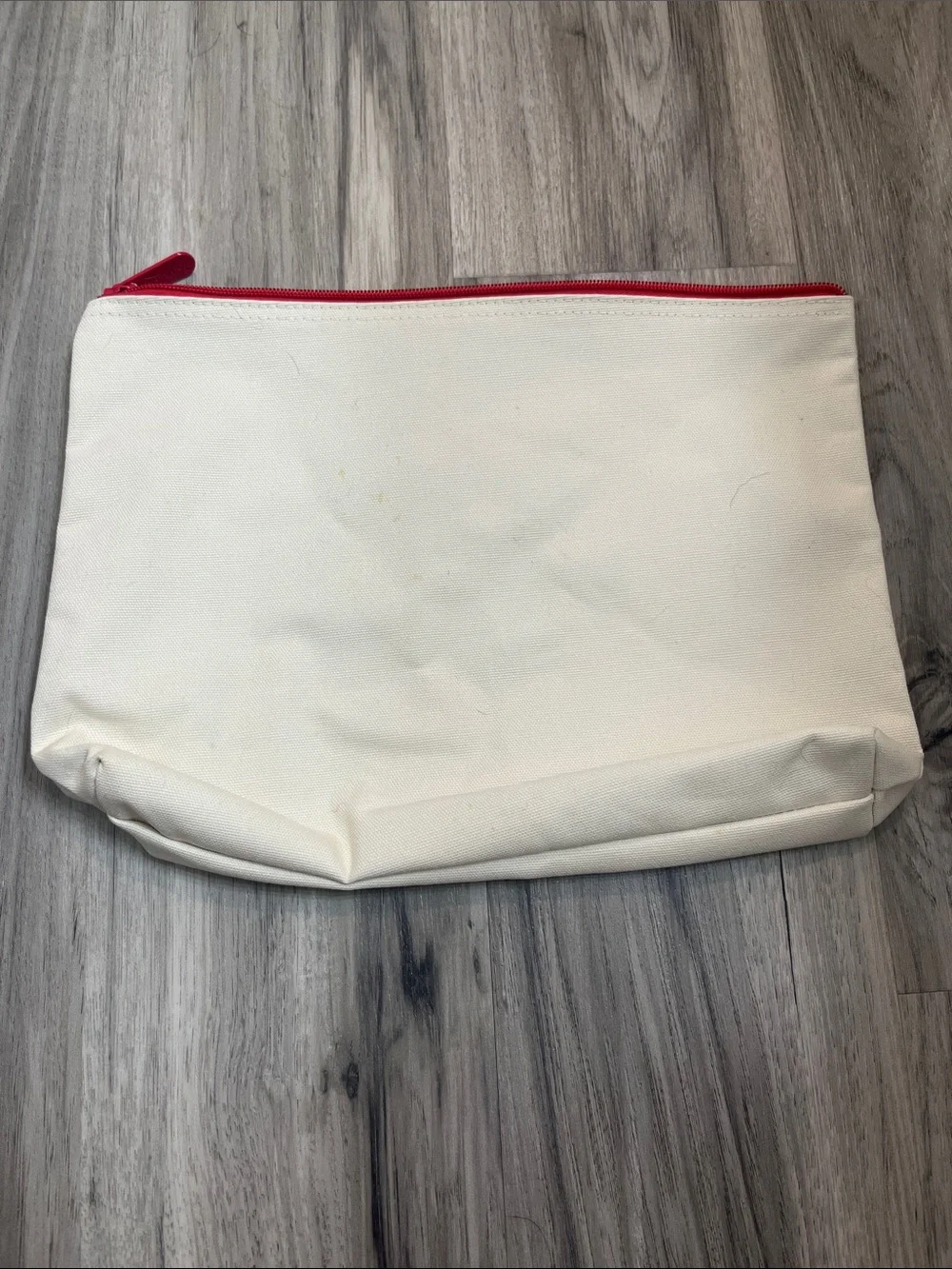 thirty-one Merry and Bright Cream Canvas Pouch with Red Trim